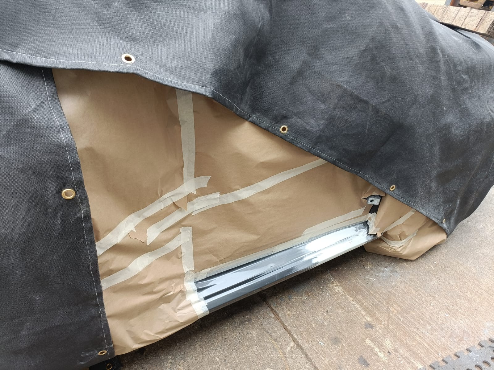 New sill panel welded in and prepped for paint